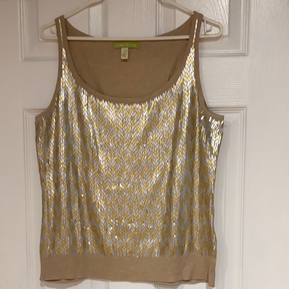 Sigrid Olsen Gold and Silver Sequin Tank Top